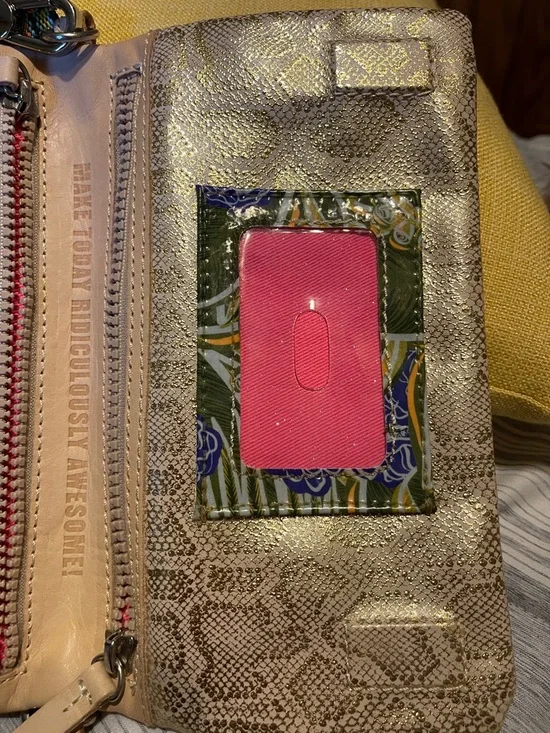 Consuela Taupe Snake-Print Crossbody with Colorful Woven Strap - Picture 4 of 6